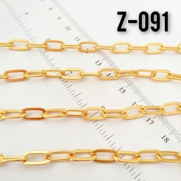 No : 091 24 Ayar Mat Altın Kaplama Ataç Zincir 11 x 6 mm