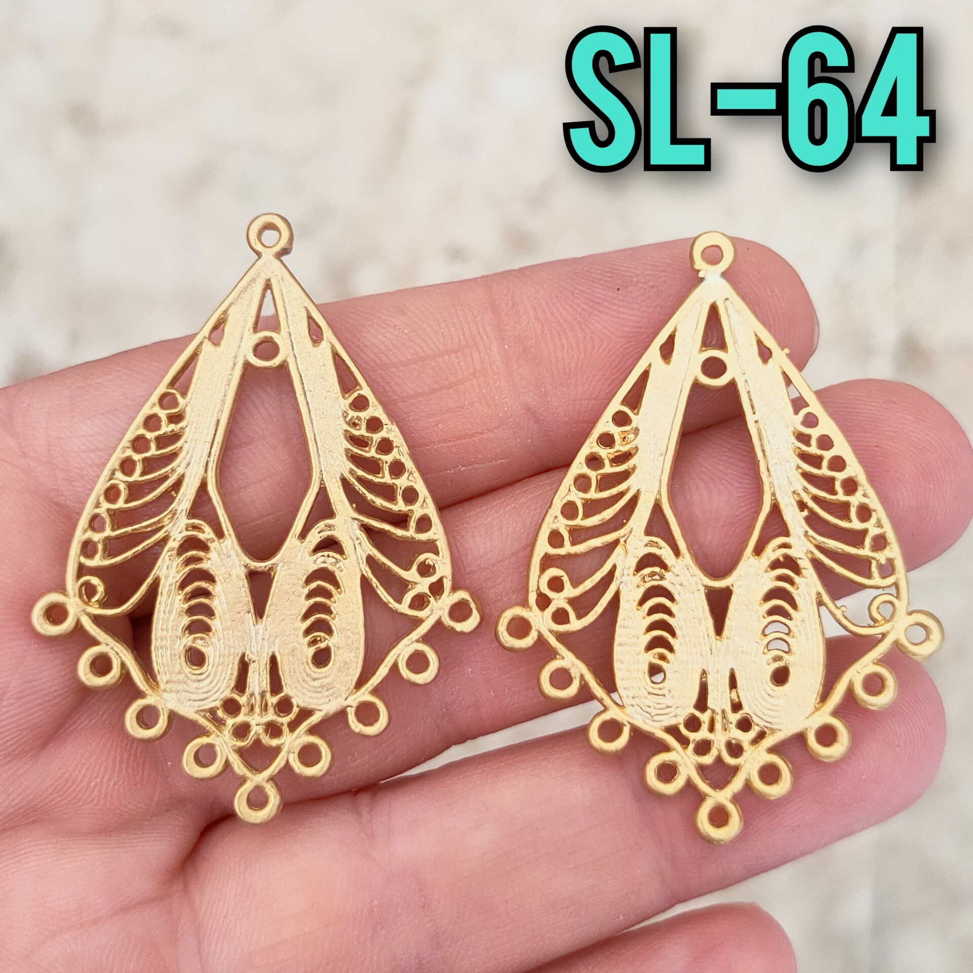 SL-64 24 Ayar Mat Altın Kaplama 9 Halkalı Küpe - Kolye Uç Sallantı