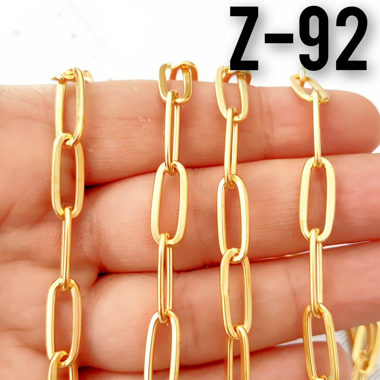 No : 092 24 Ayar Mat Altın Kaplama Ataç Zincir 16 x 6.5 mm