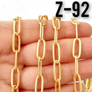 No : 092 24 Ayar Mat Altın Kaplama Ataç Zincir 16 x 6.5 mm