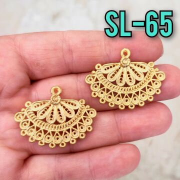 SL-65 24 Ayar Mat Altın Kaplama 8 Halkalı Küpe - Kolye Uç Sallantı