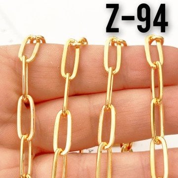 No : 094 24 Ayar Altın Kaplama Ataç Zincir 16 x 6.5 mm