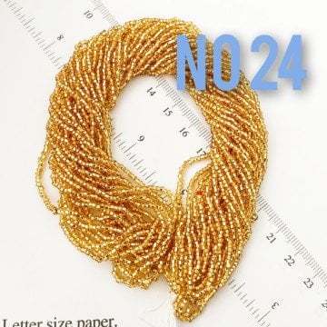 No: 024 Kare Delik Kristal Altın Preciosa Dizi Kum Boncuk 11/0