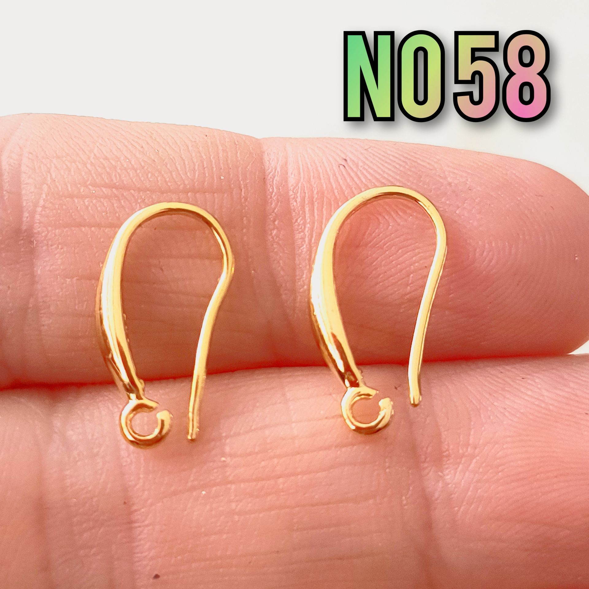 No : 58 24 Ayar Altın Kaplama Olta Tipi Pirinç Küpe Kancası