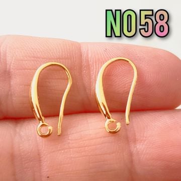 No : 58 24 Ayar Altın Kaplama Olta Tipi Pirinç Küpe Kancası