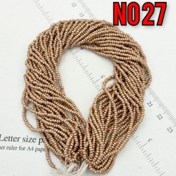 No: 027 Fırınlanmış Mat Rose-Altın Preciosa Dizi Kum Boncuk 11/0