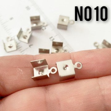 No: 10 Nikel Renk Pirinç Dikdörtgen Deri Kapama 8 mm