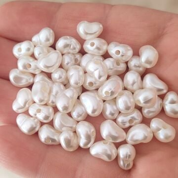 İnc-11 Krem Renk Düzensiz Plastik İnci 9*6 mm