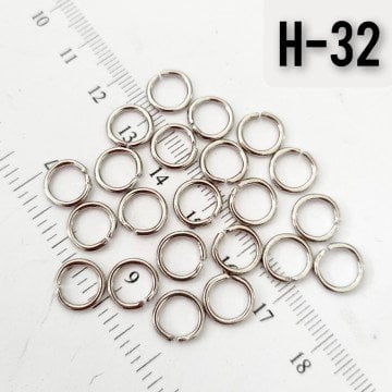 H-32 Gümüş Renk Pirinç Kalın Halka - 8 mm - 5 Gr