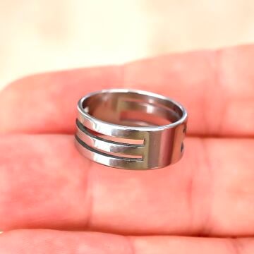 ÇLH-21 A Kalite Gümüş Renk 316L Çelik Halka Açma Yüzüğü 17.5 mm
