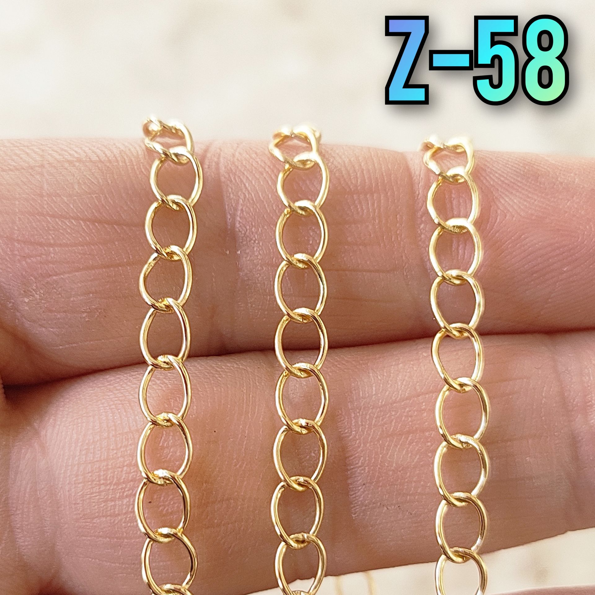 No : 058 Altın Kaplama Uzatma Zinciri 4.3x6 mm