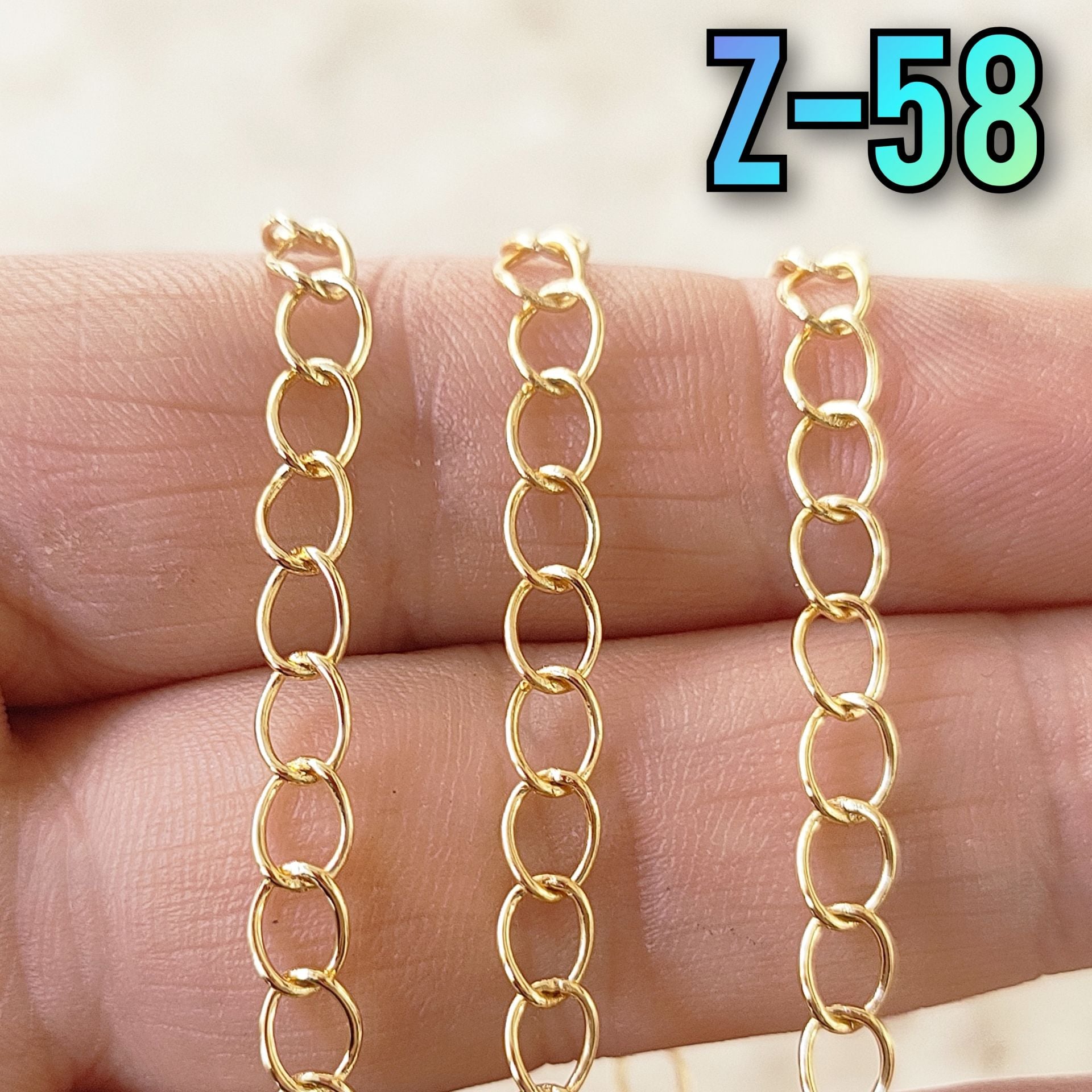 No : 058 Altın Kaplama Uzatma Zinciri 4.3x6 mm