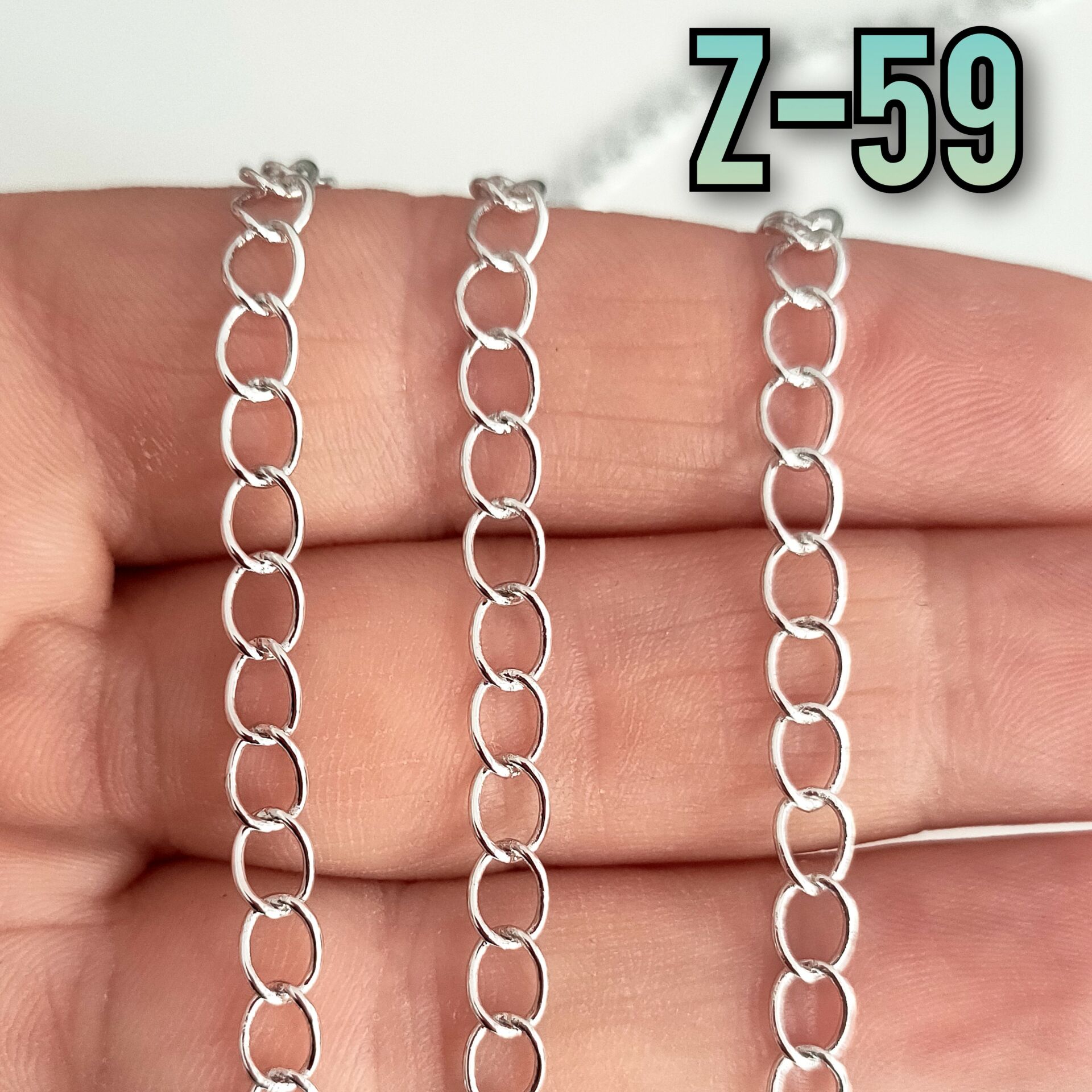 No : 059 Rodyum Kaplama Uzatma Zinciri 4.3x6 mm
