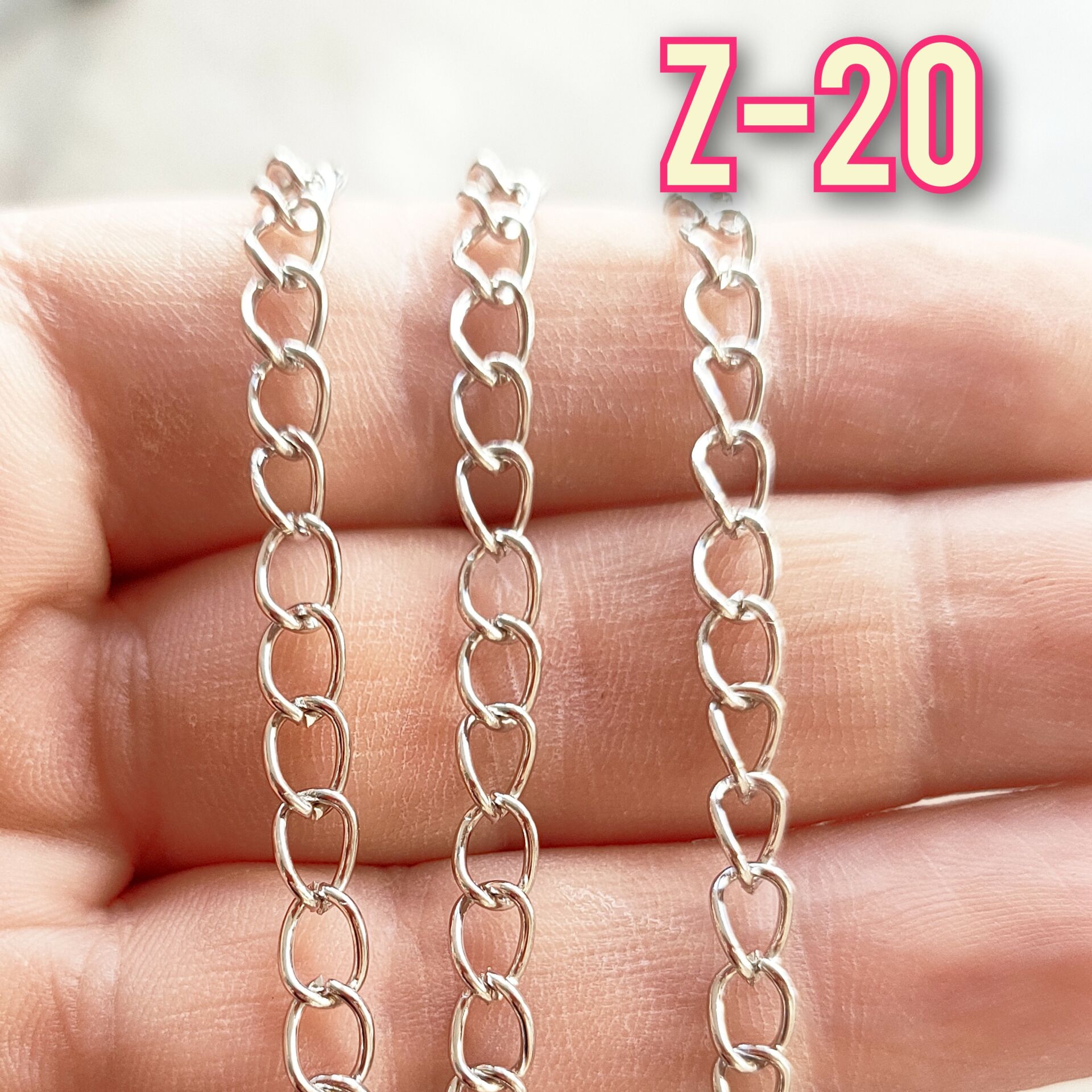 No : 020 Gümüş Renk Uzatma Zinciri 4.5x6.5 mm