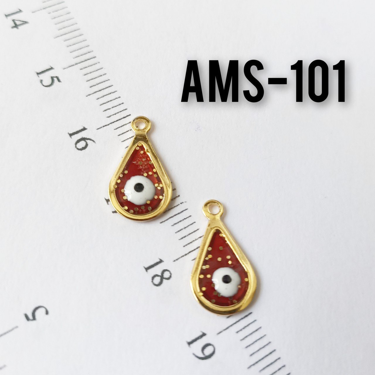 AMS-101 Altın Kaplama Gözlü Simli Mineli Damla
