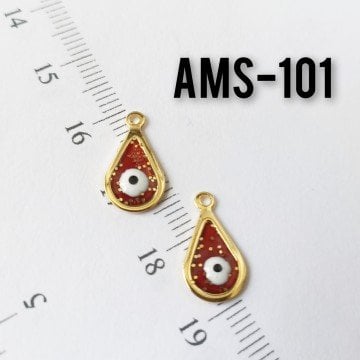 AMS-101 Altın Kaplama Gözlü Simli Mineli Damla