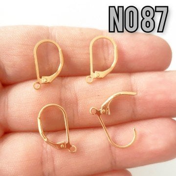 No : 87 24 Ayar Mat Altın Kaplama Armut Küpe Klips