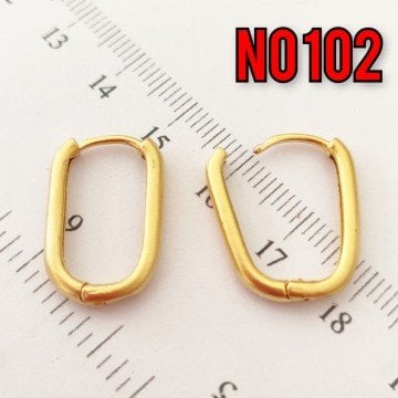 No : 102 24 Ayar Mat Altın Kaplama Pirinç Küpe Klips 20 x 16 mm