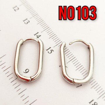 No : 103 Rodyum Kaplama Pirinç Küpe Klips 20 x 16 mm