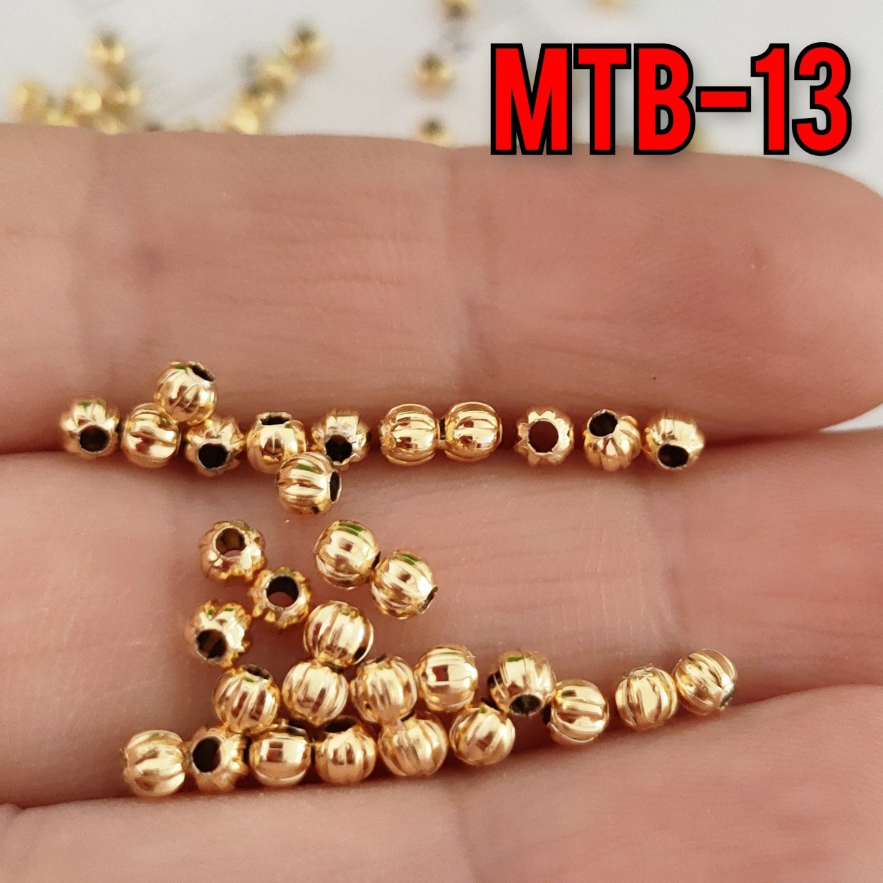 MTB-13 Altın Kaplama ÇizgiliMetal Boncuk 3 mm