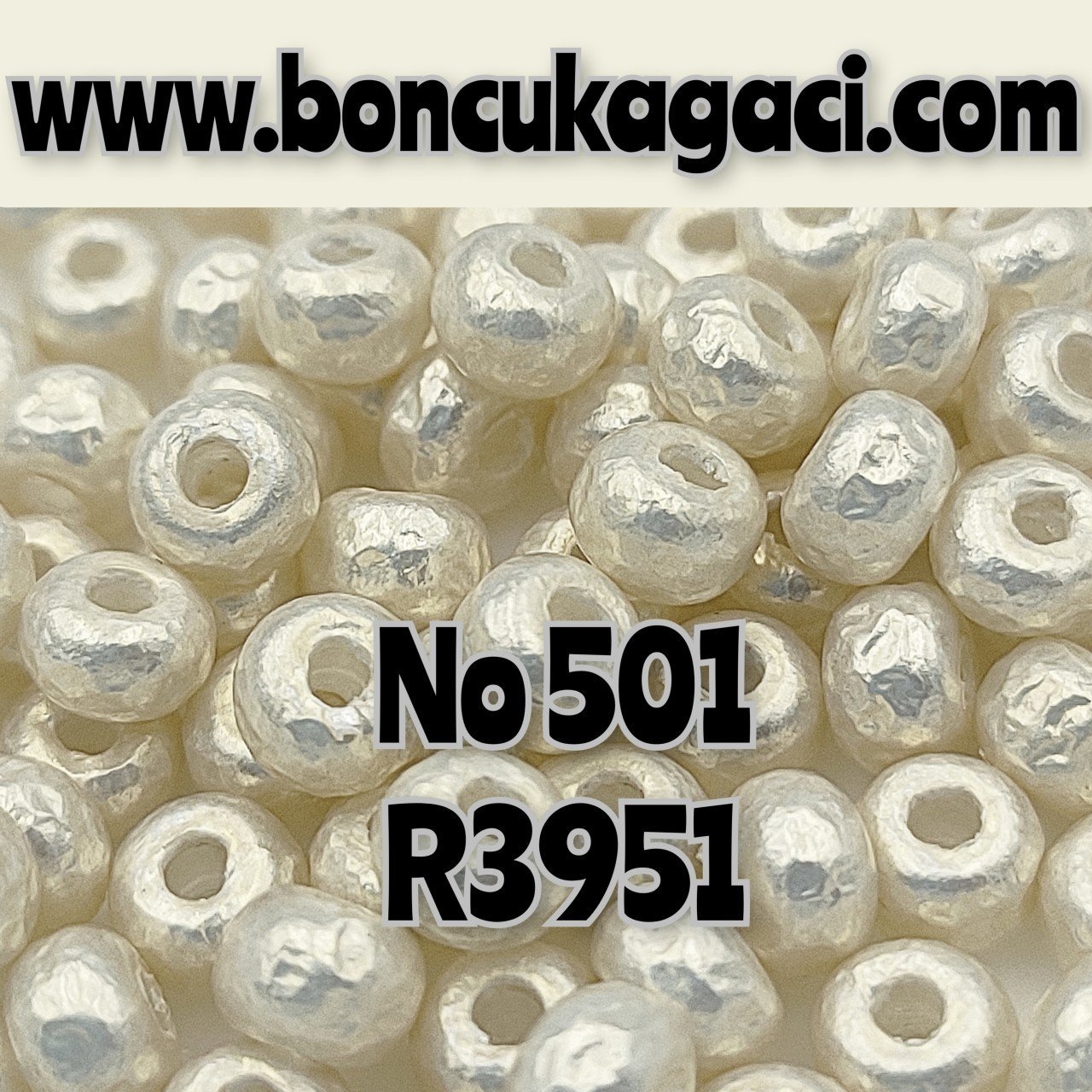 Miyuki Kum Boncuk , Miyuki Round Boncuk 6/0 No:501 R3951 Barok İnci Deseni Açık Krem10 gr