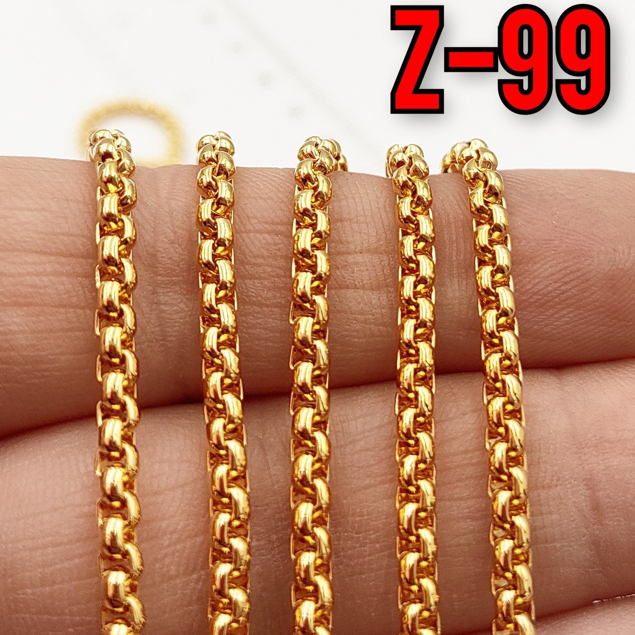 No : 099 24 Ayar Altın Kaplama Box Zincir 3 mm