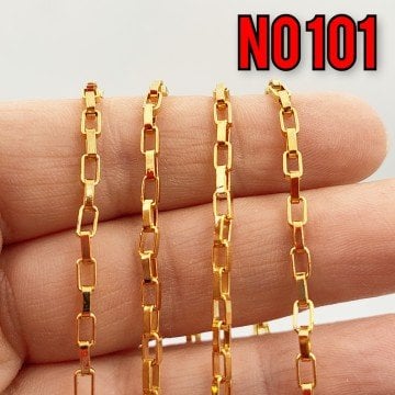 No : 101 24 Ayar Altın Kaplama Dikdörtgen Zincir 2.5x5 mm