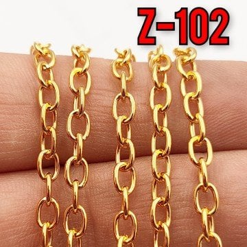 No : 102 24 Ayar Altın Kaplama Oval Zincir 2.5x5 mm