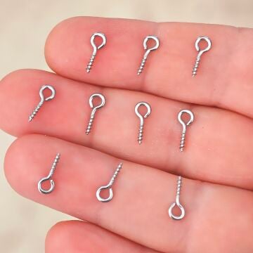 ÇLA-118 A Kalite Gümüş Renk 316L Çelik Anahtarlık Vidası 10 mm (10 adet)