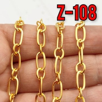 No : 108 24 Ayar Mat Altın Kaplama Zincir 5.5 x 10.5 mm