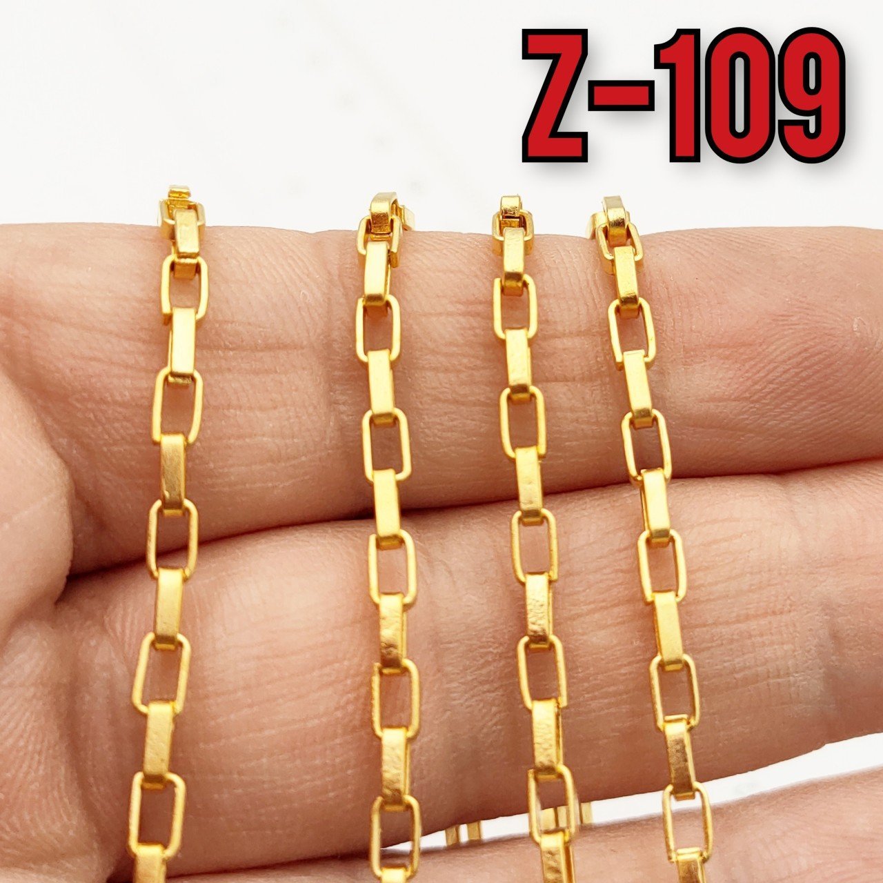 No : 109 24 Ayar Mat Altın Kaplama Dikdörtgen Zincir 2.5x5 mm