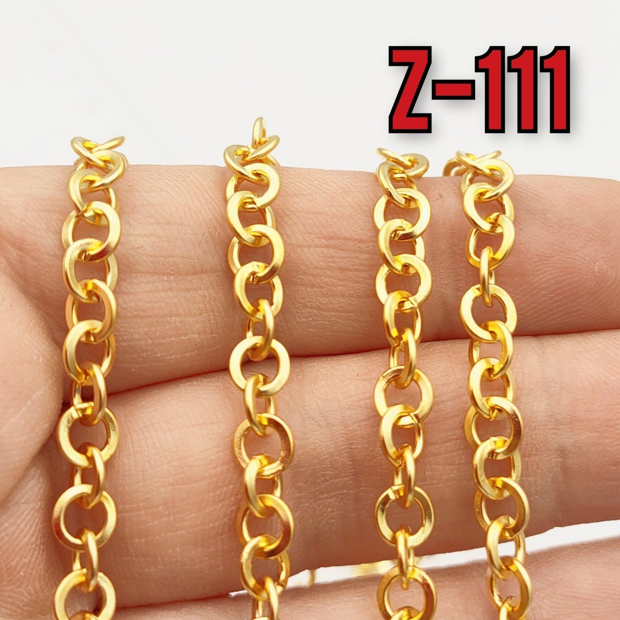 No : 111 24 Ayar Mat Altın Kaplama Kalın Halkalı Zincir 5 mm