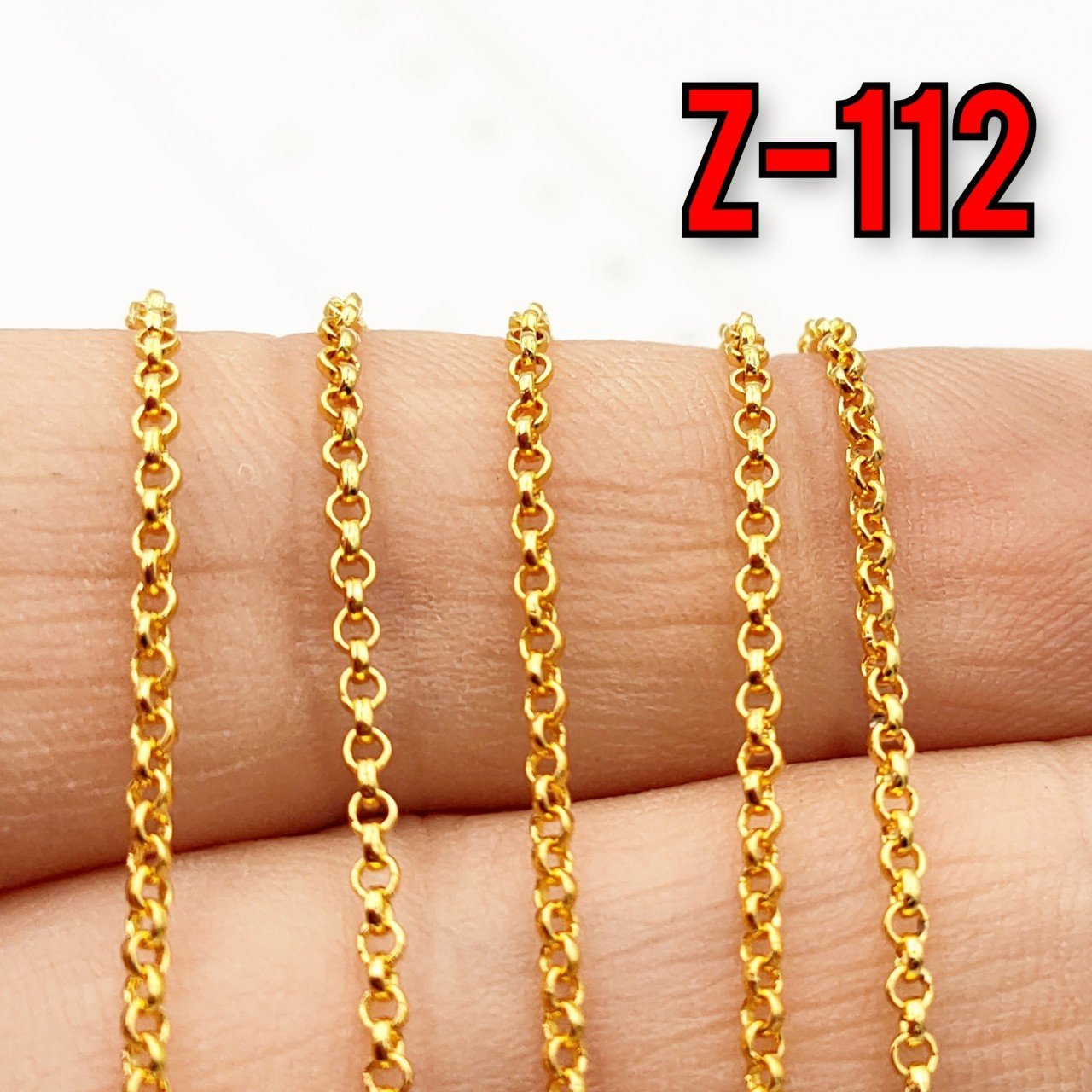 No : 112 24 Ayar Parlak Altın Kaplama Pirinç Doç Miyuki Zinciri 2 mm