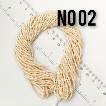 No: 002 Parlak Krem Preciosa Dizi Kum Boncuk 11/0