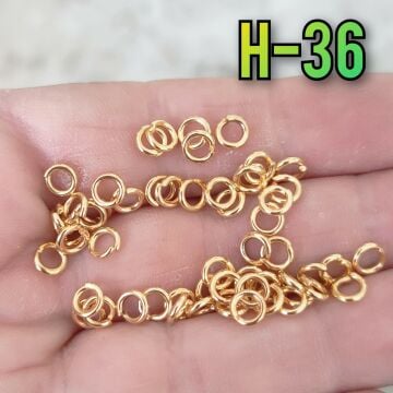 H-36 24 Ayar Altın Kaplama Kalın Pirinç Takı Halka - 5 mm - 4 Gr