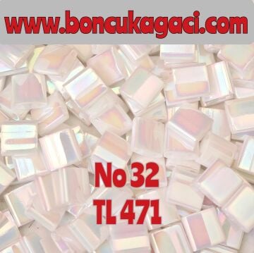No: 32 Miyuki Boncuk , MİYUKİ TİLA  BONCUK TL471 Sedefli Renkli Işıltılı Beyaz  5 gr