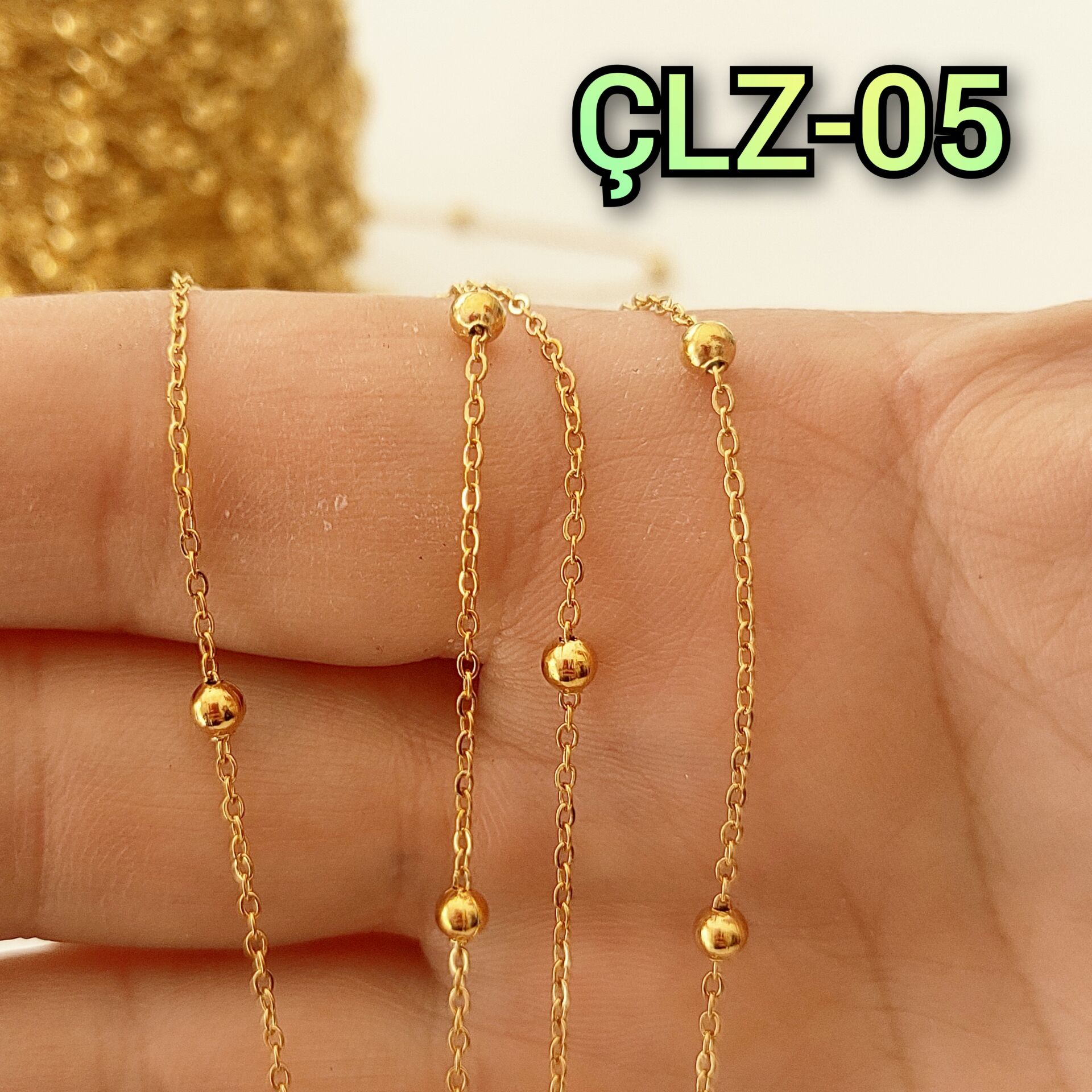 ÇLZ-05 Altın Renk 316L Cerrahi Çelik Toplu İnce Zincir