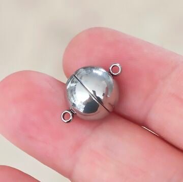 ÇLA-134 A Kalite Gümüş Renk 316L Cerrahi Çelik Miyuki Top Mıknatıs Kapama 12 mm
