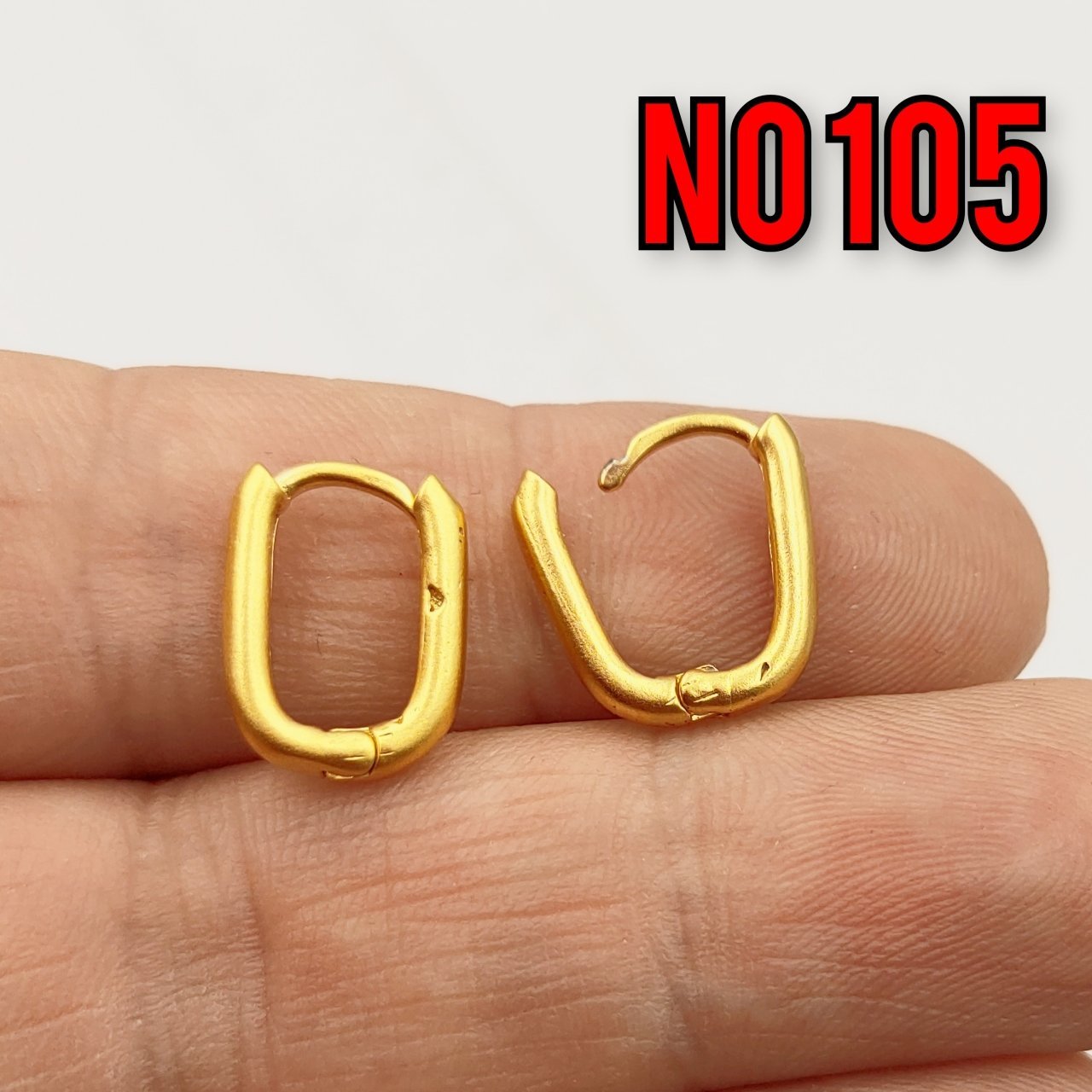 No : 105 24 Ayar Mat Altın Kaplama Pirinç Küpe Klips 14 x 10 mm