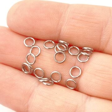 ÇLH-03 A Kalite Gümüş Renk 316L Cerrahi Çelik Halka 5*0.8 mm
