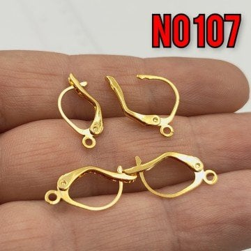 No : 107 24 Ayar Altın Kaplama Pirinç Küpe Klips 15 x 9 mm