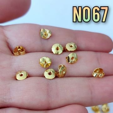 No : 67 24 Ayar Altın Kaplama Pirinç Kelebek Küpe Pistonu - Arkası