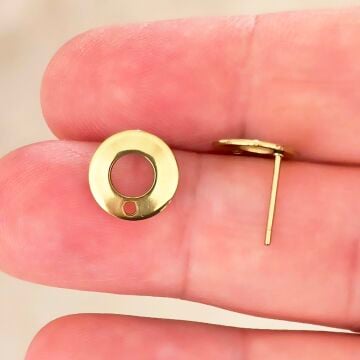 ÇLK-099 A Kalite Altın Renk 316L Cerrahi Çelik Daire Küpe Çivisi 10.5 mm