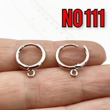No : 111 Rodyum Kaplama Pirinç Küpe Klips 14 mm