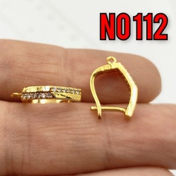 No : 112 24 Ayar Altın Kaplama Taşlı Pirinç Küpe Klips 17*12 mm