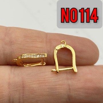 No : 114 24 Ayar Altın Kaplama Taşlı Pirinç Küpe Klips 15*10 mm