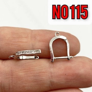 No : 115 Rodyum Kaplama Taşlı Pirinç Küpe Klips 15*10 mm