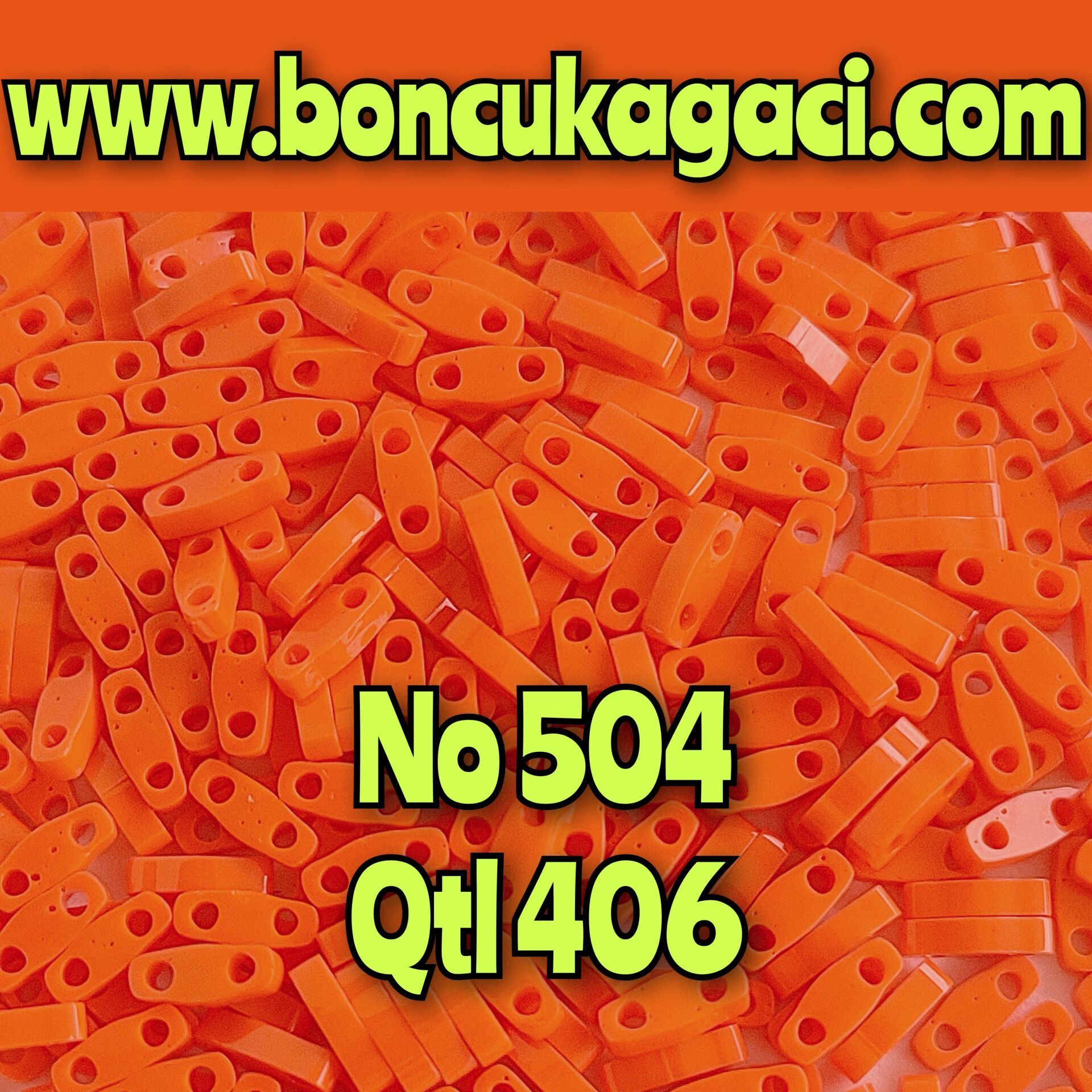 No: 504 Miyuki Quarter Tila , Çeyrek Tila Boncuk QTL406 Opak Turuncu 5 gr