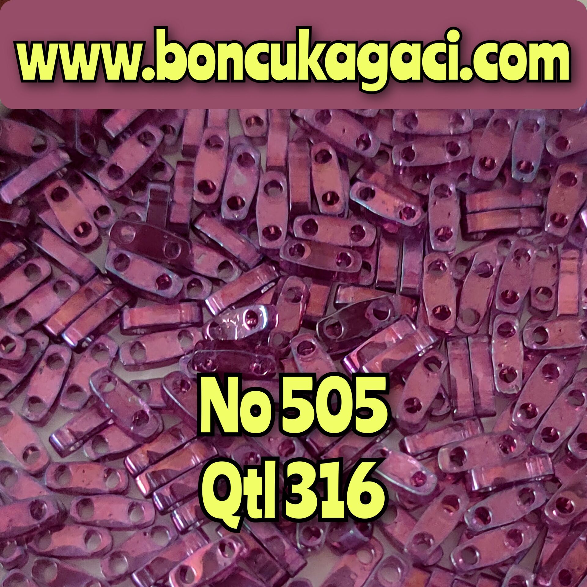 No: 505 Miyuki Quarter Tila , Çeyrek Tila Boncuk QTL316 Parlak Yarı Şeffaf Mor 5 gr