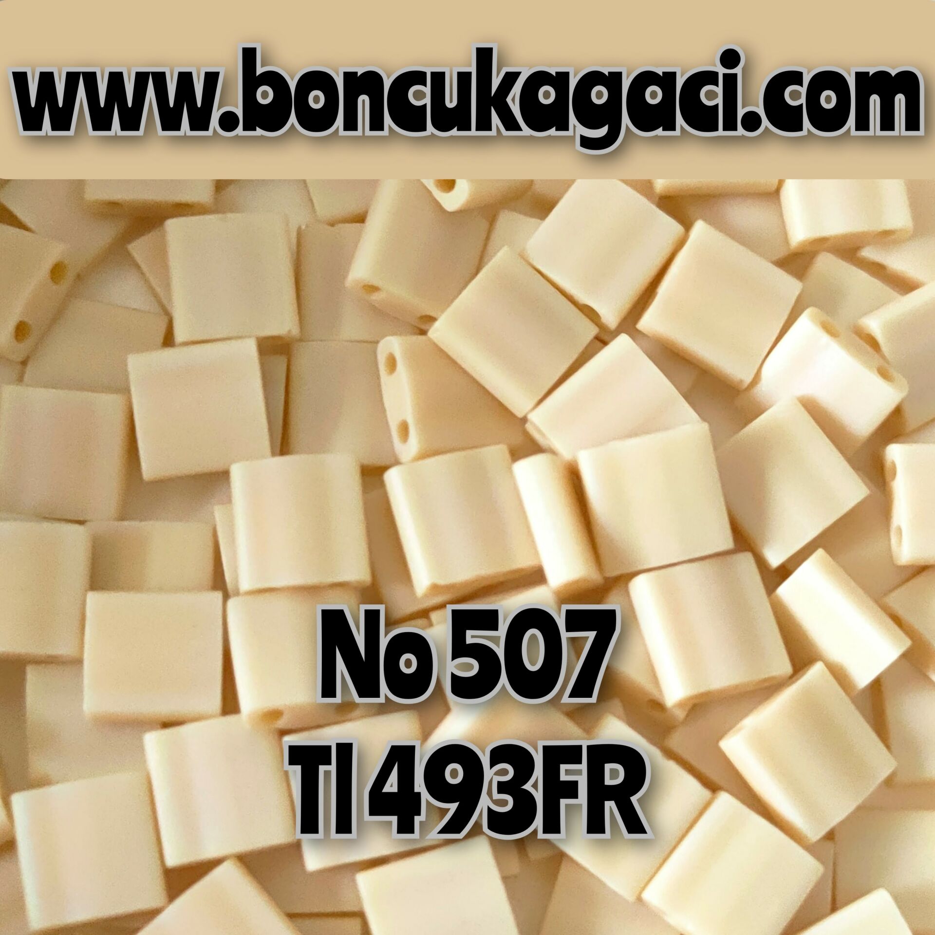 No: 507 Miyuki Boncuk , MİYUKİ TİLA  BONCUK TL493FR Mat Armut Krem 5 gr